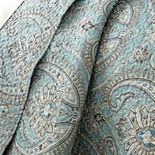 Load image into Gallery viewer, King Quilt + 2 King Shams Aqua Ludvik Microfiber Reversible Traditional Quilt Set
