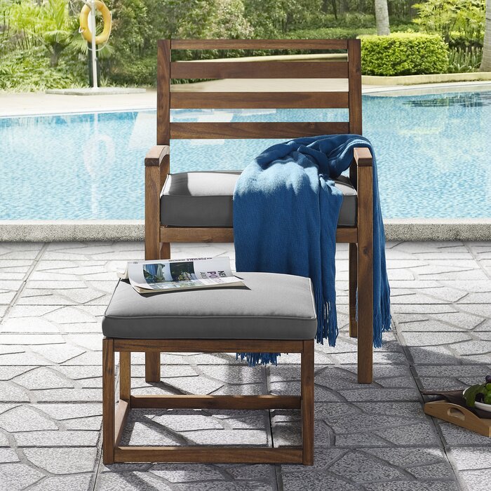 Lyall Patio Chair with Cushions and Ottoman, #6349