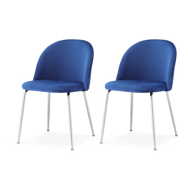 M60 Modern Velvet Chair, Set of 2, Chrome (Set of 2) 7397