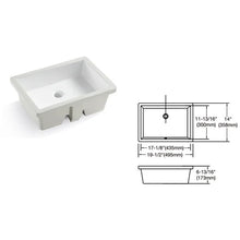 Load image into Gallery viewer, 19.5 Inch Rectangle Undermount Bathroom Sink , Ceramic Lavatory Vanity Sink ,Under Counter Vessel Sink ,White
