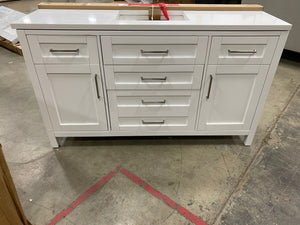 Tahoe II 60 in. W Bath Vanity in White with Cultured Marble Vanity Top in White with White Basin and Power Bar 7032RR-OB