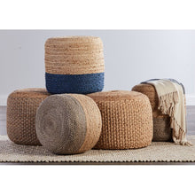 Load image into Gallery viewer, Macek 18&#39;&#39; Round Pouf Ottoman White Jute (175MM)
