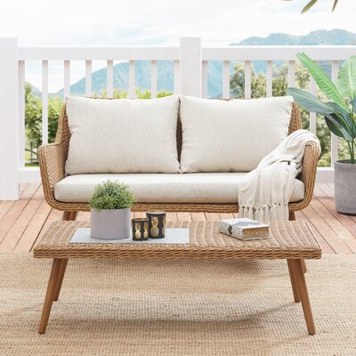 Macgregor Outdoor 2 Piece Seating Group with Cushions Natural Wood/Beige 608CDR