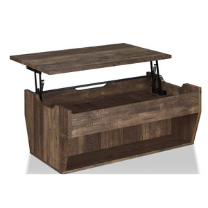 Macsen Lift Top Floor Shelf Coffee Table with Storage, Color: Reclaimed Oak, #6411