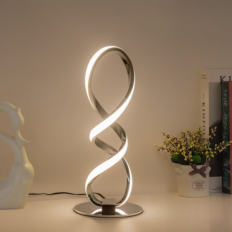 Macy-Rose Spiral Led Table Lamp, Curved Led Desk Lamp, Contemporary Minimalist Lighting Design, Warm White Light, Dimmable