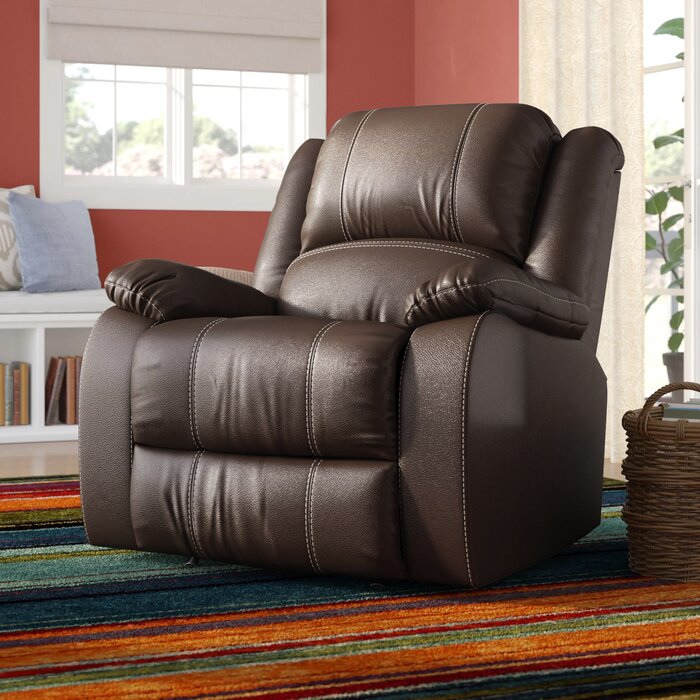 Maddock Brown Faux Leather Manual Rocker Recliner (SB1264)