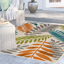 Load image into Gallery viewer, Maddock Floral Indoor / Outdoor Area Rug in Blue/Green/Orange, Rectangle 2&#39; 3&quot; x 3&#39;

