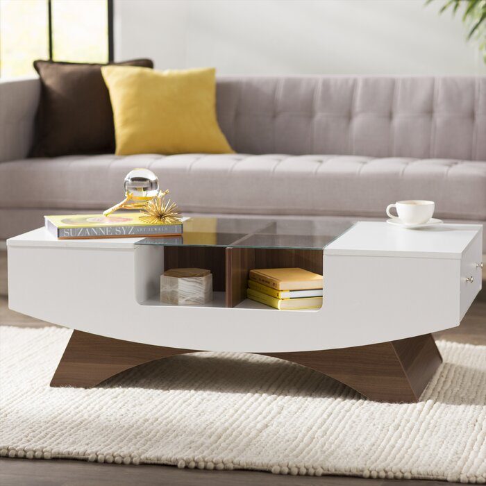 Madilynn White Trestle Coffee Table with Storage (SB1338)