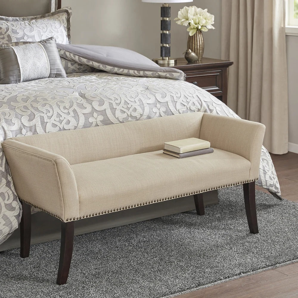 Madison Park Antonio Cream Upholstered Accent Bench