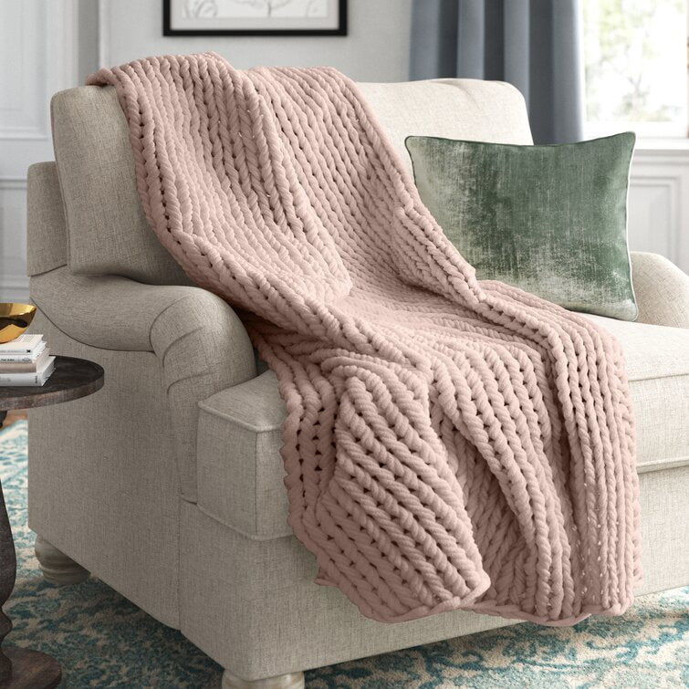 Blush Madison Handmade Chunky Double Knit Throw