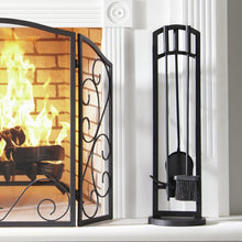 Load image into Gallery viewer, Maelynn 4 Piece Fire-Retardant Steel Fireplace Toolset
