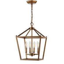 Load image into Gallery viewer, Maggiemae 4 - Light Lantern Geometric Chandelier Antique Gold 497CDR
