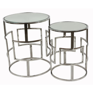 Magness Stainless Steel Mirrored 2 Piece Nesting Tables #1303HW