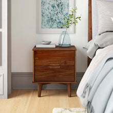 Load image into Gallery viewer, Walnut Mags 21.94&#39;&#39; Tall 2 - Drawer Solid Wood Nightstand
