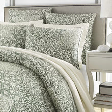 Load image into Gallery viewer, Full/Queen Duvet Cover + 2 Shams Mahon Green 100% Cotton 230 TC Reversible Bohemian 3 Piece Duvet Cover Set
