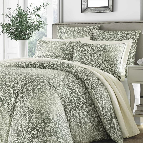 Mahon Green Standard Cotton 230 TC Reversible Bohemian 3 Piece Duvet Cover Set full/queen