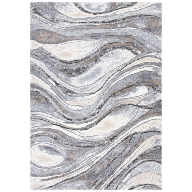 Makenna Abstract Area Rug in Gray/Beige, Rectangle 3' x 5'