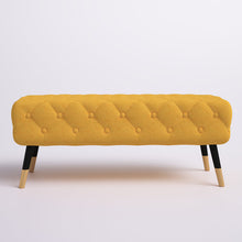 Load image into Gallery viewer, Mustard Malani Upholstered Tufted Bench
