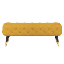 Load image into Gallery viewer, Mustard Malani Upholstered Tufted Bench
