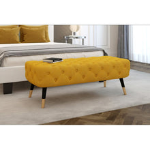 Load image into Gallery viewer, Mustard Malani Upholstered Tufted Bench
