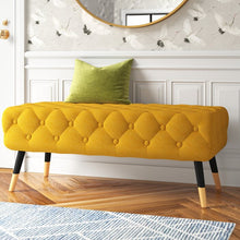 Load image into Gallery viewer, Mustard Malani Upholstered Tufted Bench
