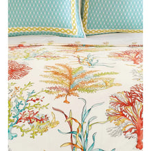 Load image into Gallery viewer, Super King Duvet Cover + 6 Additional Pieces Maldive 100% Cotton Coastal Duvet Cover Set
