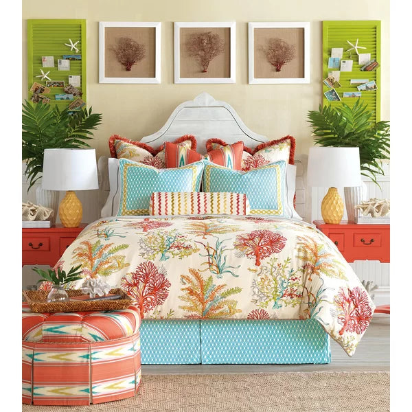 Super King Duvet Cover + 6 Additional Pieces Maldive 100% Cotton Coastal Duvet Cover Set