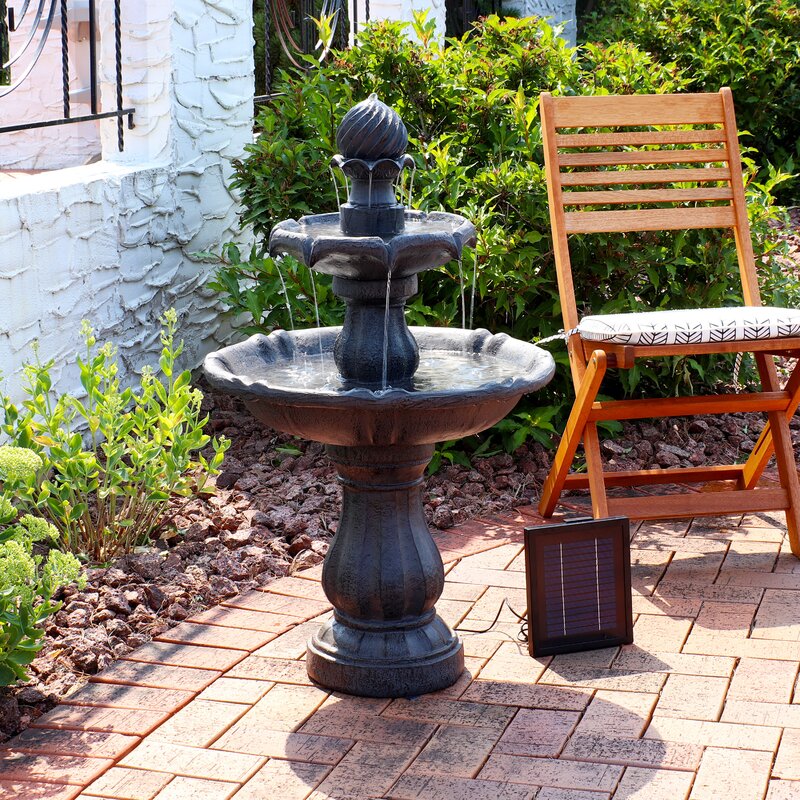 Black Malpelo Resin Solar Fountain 6822RR