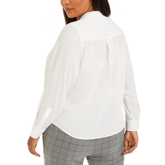 Women's Plus Size Pleated Ruffled Blouse by Calvin Klein