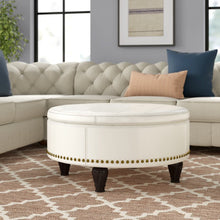 Load image into Gallery viewer, Manford Storage Ottoman Cream
