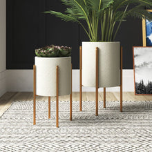 Load image into Gallery viewer, Beige Manhasset 2-Piece Metal Pot Planter Set  *AS IS #890HW
