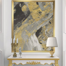 Load image into Gallery viewer, 40&quot; H x 30&quot; W x 1.5&quot; D Marble Gold And Black - Picture Frame Print on Canvas
