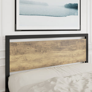 Queen Walnut Marilee Slats and Headboard with Metal Frame Platform Bed