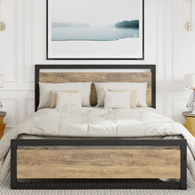 Load image into Gallery viewer, Queen Walnut Marilee Slats and Headboard with Metal Frame Platform Bed
