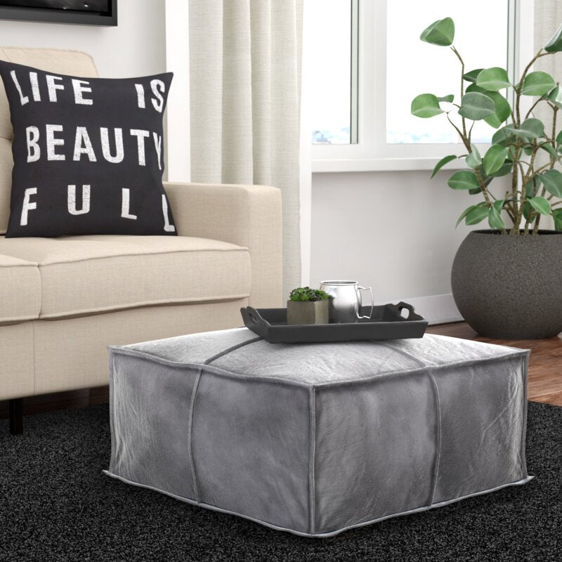 Mariya 24'' Wide Velvet Square Pouf Ottoman MRM3977