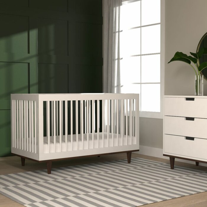 Marley 3-in-1 Convertible Crib- White/Walnut 27AH