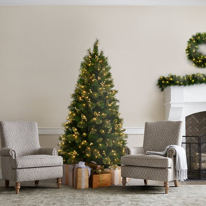 Lighted Artificial Pine Christmas Tree