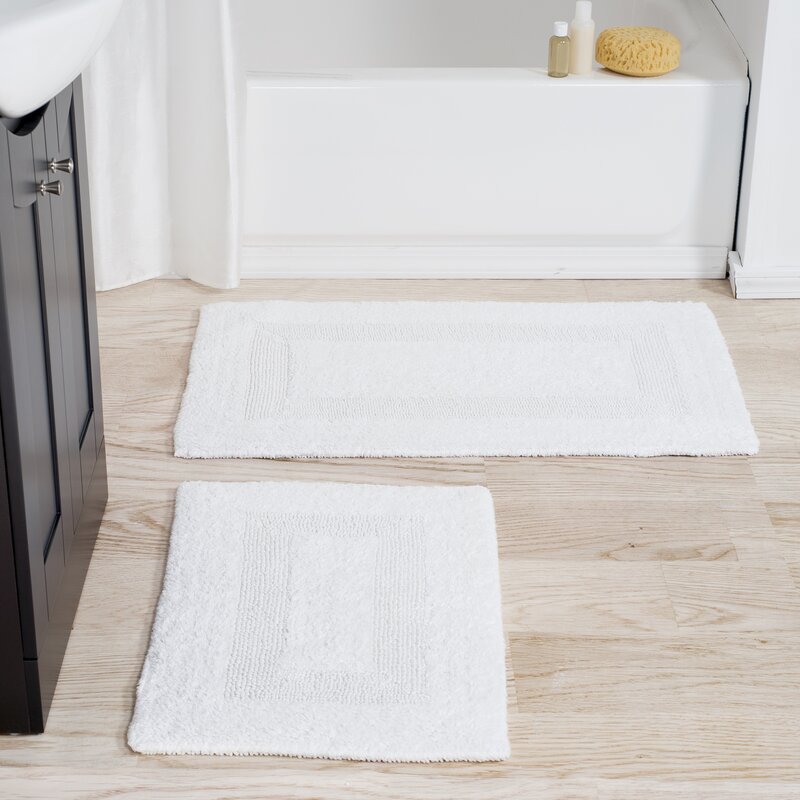 Marylee Rectangle 100% Cotton Reversible 2 piece Bath Rug Set