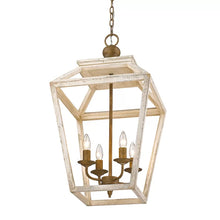 Load image into Gallery viewer, Burnished Chestnut Massillon 4 - Light Lantern Geometric Chandelier with Wood Accents
