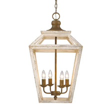 Load image into Gallery viewer, Burnished Chestnut Massillon 4 - Light Lantern Geometric Chandelier with Wood Accents
