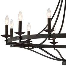 Load image into Gallery viewer, Black Mattheo 12 - Light Candle Style Wagon Wheel Chandelier
