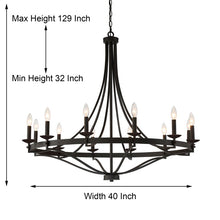 Load image into Gallery viewer, Black Mattheo 12 - Light Candle Style Wagon Wheel Chandelier
