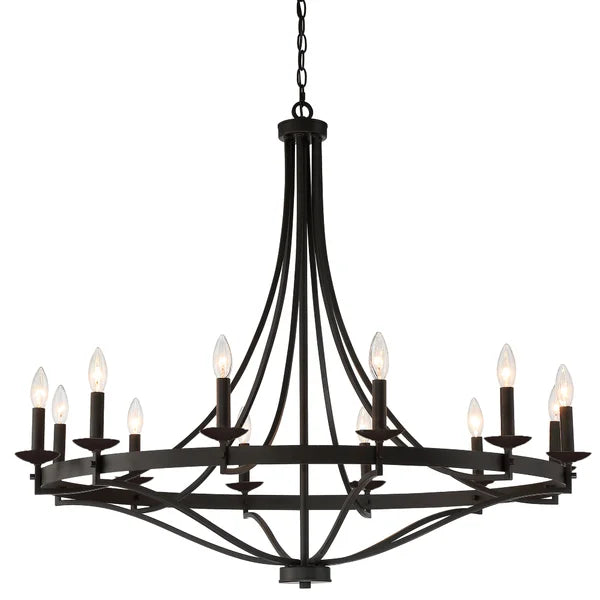 Mattheo 12 - Light Candle Style Wagon Wheel Chandelier