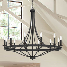 Load image into Gallery viewer, Aged Zinc Mattheo 12 - Light Dimmable Wagon Wheel Chandelier
