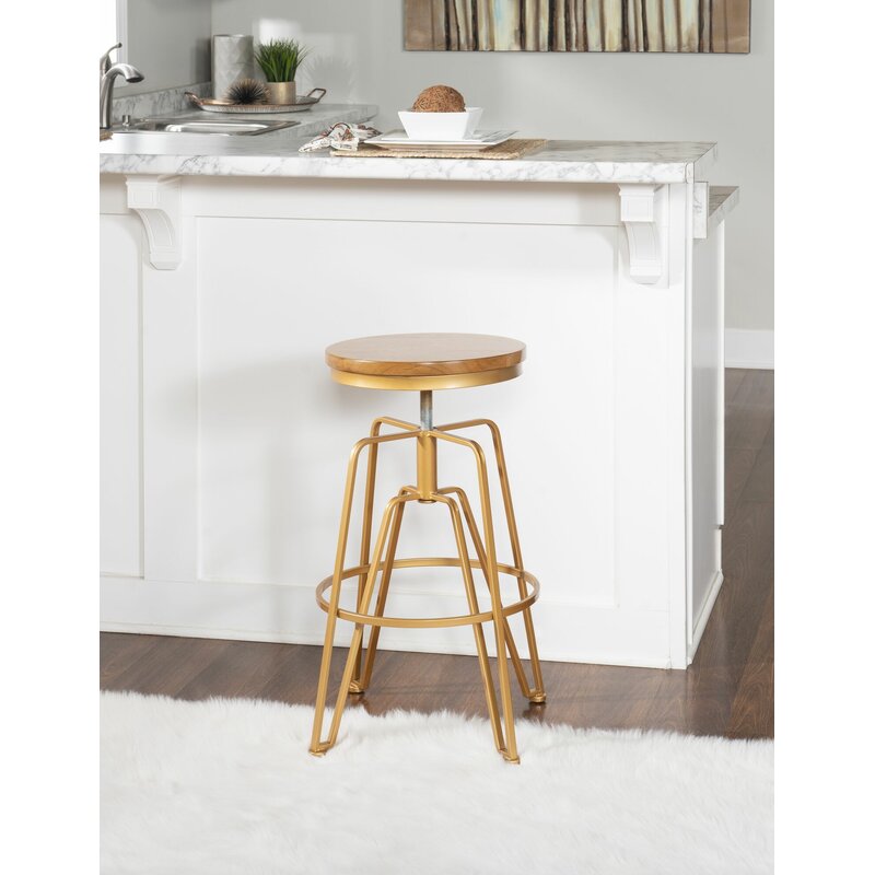 Maureen swivel solid wood clearance adjustable height bar stool