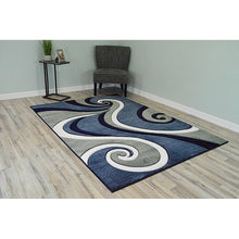 Load image into Gallery viewer, Rectangle 8&#39; x 11&#39; Mccampbell Power Loom Performance Navy Blue/Gray Rug
