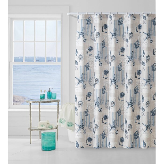Mccreight Ocean Postcards Fabric Shower Curtain Hooks