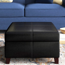 Load image into Gallery viewer, 15.75&quot;H Mccullar Vegan Leather Storage Ottoman
