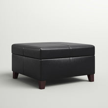 Load image into Gallery viewer, Black Mccullar Vegan Leather Storage Ottoman
