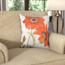 Load image into Gallery viewer, Square Throw Pillow with Orange Flowers #9685
